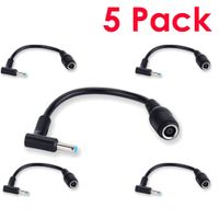 Tip Adapter Connector Converter Cable 7.4x5.0mm to 4.5x3.0mm for HP Stream Spectre Pavilion Envy Elitebook Split Chromebook; DC Dongle for HP Notebook Adapter Replacement Power Cord (5 Pack)