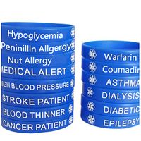 Blue Silicone Rubber Medical Awareness Alert Bracelet (Coumadin)