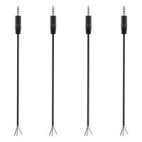 Fancasee (4 Pack) Replacement 3.5mm Male Plug to Bare Wire Open End TRRS 4 Pole Stereo 1/8" 3.5mm Plug Jack Connector Audio Cable for Headphone Headset Earphone Microphone Cable Repair
