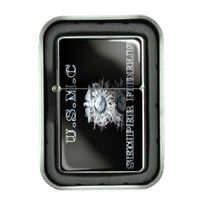 Windproof Refillable Oil Lighter with Tin Gift Box Marines Design-004