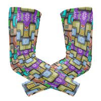 Unisex Arm Sleeve Colorful Floral Greek Geometric UV Protection Arm Compression Sleeve Skin Protection Sport Arm Cooler Sleeve for Running Hiking Jogging Motorcycling Climbing Camping