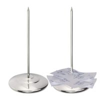 Restaurant Receipt Holder, Stainless Steel Check Spindle with 3.2 Inch Round Base, Desk Straight Rod 6.3 Inch Long for Bill Fork Stick and Paper Memo Holder Spike, 2 Pcs
