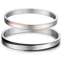 SunnyHouse His or Hers Matching Set Couple Titanium Magnetic Bangle Bracelet Simple Korean Style Anti-Fatigue in a Gift Box (Hers)
