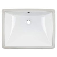 Friho 18.5''x13.8''x7.9'' Modern Sleek Rectangular Undermount Vanity Sink Porcelain Ceramic Lavatory Bathroom Sink,White With Overflow