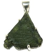 Moldavite Sterling Silver Pendant Raw Pyramid Natural Crystal MOLDP1805