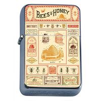 Silver Flip Top Oil Lighter Vintage Poster D-026 Bees & Honey