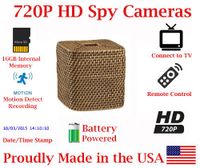 SecureGuard 30 Day Battery Powered Wicker Tissue Box Spy Camera