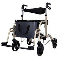 LBSX Drive Nitro Euro Style Rollator Walker Elderly Walker Golden Shopping Cart Folding Manual Wheelchair Height Adjustable Multi-Function Walker Stability