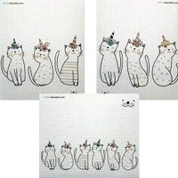 Mixed Caticorn Set of 3 Cloths (one of Each Design) Swedish Dishcloths | ECO Friendly Absorbent Cleaning Cloth | Reusable Cleaning Wipes