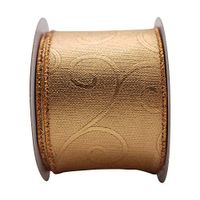 Ribbon-King Halloween Wired Edge Ribbons, Autumn,Decorative Halloween, Christmas, Gift Wrapping Ribbon, 2-1/2 Inch X 10 Yards (Gold Glitter Swirl Spiral)