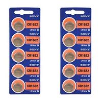 SONY CR1632 3 Volt Lithium Coin Battery 10 Pack (2 packs of 5)
