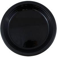 JAM PAPER Round Plastic Party Plates - Medium - 9 inch - Black - 20/Pack