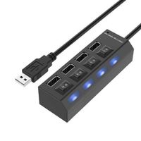 Alisena 4-Port USB 2.0 Hub Splitter Switches for Mobile Phone