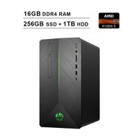 HP Pavilion 2020 Newest Gaming Desktop - AMD Ryzen 5 2400G up to 3.9GHz, AMD Radeon RX 580, 16GB DDR4 RAM, 256B SSD(Boot) + 1TB HDD, WiFi, USB-C, DVD-RW, GbE LAN, Mouse, Keyboard, Windows 10