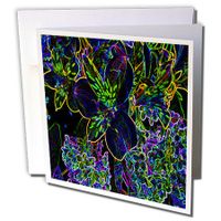 Lilac Peruvian and Lilies in Neon - Greeting Cards, 6 x 6 inches, set of 12 (gc_8099_2)