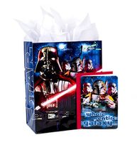 Hallmark 13" Large Star Wars Gift Bag with Birthday Card and Tissue Paper (Darth Vader, Boba Fett, Stormtroopers)