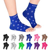 NEWZILL Plantar Fasciitis Socks with Arch Support, Best 24/7 Foot Care Compression Sleeve, Eases Swelling & Heel Spurs, Ankle Brace Support, Increases Circulation (L/XL, Blue w White Dots)