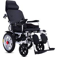 Szeao Electric Wheelchair Compact Auxiliary Wheelchair Elderly Disabled Folding Portable Electric Wheelchair Dual Motor Manual Electric Dual Mode/Lithium Battery,Gray