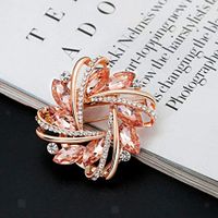 Full Rhinestone Flower Scarf Buckle Safety Pin Collar Lapel Badge 2 in 1 Daily Popular Fashion Creation Girls Brooch Woman Girl Cheap Design Style | Color - C