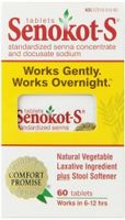 Senokot-S Natural Vegetable Laxative Ingredient Plus Stool Softener, Tablets, 60 tablets by Purdue Products L.P.