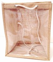 Jute window bag with PVC Window (pack of 6)- NATURAL