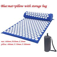 Ting room Massager Cushion Massage Yoga Mat Acupressure Relieve Stress Back Body Pain Spike Mat Acupuncture Massage Yoga Mat with Pillow,Blue