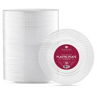 102 SMALL CLEAR PLASTIC PLATES | 6 .25 Inch Disposable Plates | Fancy Dessert Plates | Hard Round Party Plates | Elegant Appetizer Plates | Heavy Duty Wedding Plates | Small Cake Plates [Diamond]