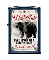 Zippo West Side California Grizzly Bear Navy Matte Windproof Pocket Lighter New