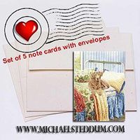 Michael Steddum Chesapeake on The Bed, Chesapeake Bay Retriever Note Card Set