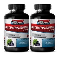 Top Supplement - Resveratrol Supreme 1200mg Maximum Strength Plus 1200 Red Wine Supplements(2 Bottles)