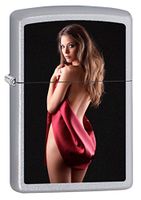 Zippo Lighter: Cover Me Up - Satin ChromeSexy Pin-up Girl 75792