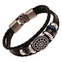 litymitzromq Bracelet Men Women Ethnic Multilayer Braided Faux Leather Hollow Flower Charm Bracelet Handmade Wristband Braided Rope Cuff Bangle