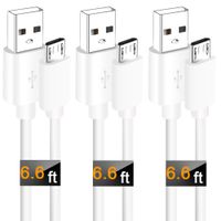 Micro USB Cable Android (3Pack 6FT) Fast Charging MicroUSB Charger Cord for Fire 7 HD 8 10 Tablet Kids Edition E-Reader,Smart TV Sticks,Roku,PS4 Xbox One Samsung Galaxy S7 S6 Edge LG Charge Wire-White