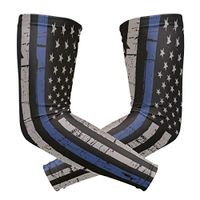 Anyangquji Police Thin Blue Line Flag Arm Sleeve Protectiv for Man Elbow Brace for Arthritis (1 Pair)
