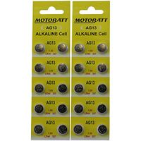 MotoBatt 20 LR44 AG13 A76 357 357A 303 SP76 L1154 SR44W 157 4276 PX76A RW82 EPX76 G13 Alkaline Battery