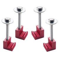 DEWHEL Tool Box Tie Downs Aluminum J Hook Crossover Toolbox Pickup Pair (4 PCS, Red)