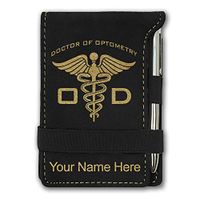 Mini Notepad, OD Doctor of Optometry, Personalized Engraving Included (Black with Gold)