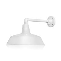 14in. White Outdoor Gooseneck Barn Light Fixture with 13in. Long Extension Arm - Wall Sconce Farmhouse, Vintage, Antique Style - UL Listed - 9W 900lm A19 LED Bulb (5000K Cool White)
