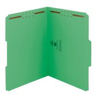 Smead Watershed/CutLess Fastener File Folder, 2 Fasteners, Reinforced 1/3-Cut Tab, Letter Size, Green, 50 per Box (12142)