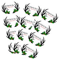 50 Trendy 4x2" Peel N Stick Large Deer Antlers Red & White Christmas Gift Tags Stickers