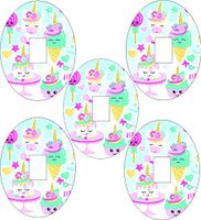 Dexcom CGM Adhesive Patch, Water Resistant Adorable Unicorn with ice-Cream Design x 5 Pack.