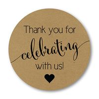 Rustic Kraft Thanks for Celebrating with Us Stickers, Woodlands Wedding Favor Labels (#362-KRB)