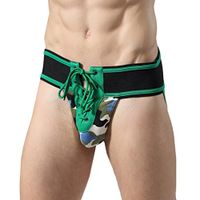 Gocheaper Mens Sexy Straps Briefs Sport Underwear Temptation Fun Triangle Underpants(New) (XL, Green)