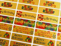 Happy Birthday Greeting Stickers, Gold Self-Stick Labels for Cards, Envelopes, Craft, Decoration