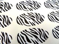 Minilabel Pack Of 48 Zebra Print Seals , 40X20mm Oval Seal Labels, Stickers For Gift Wrapping, Presents, Envelopes, Bags Or Cards