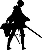 ATTACK ON TITAN LEVI SILHOUETTE LOGO STICKERS SYMBOL 5.5" DECORATIVE DIE CUT DECAL FOR CARS TABLETS LAPTOPS SKATEBOARD - BLACK