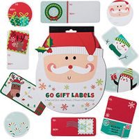 JAM PAPER to/from Christmas Gift Tag Stickers - Happy Cartoon Santa - 60/Pack