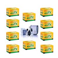 Kodak 10x Tri-X Pan 400, TX-Pan Black & White Negative Film ISO 400, 35mm Size, 36 Exposure - 10 Pack - With Pro Optic Cleaning Kit