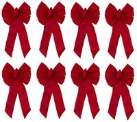 Holiday Trim # 7355 7 Loop 14" W x 28" L x 4" Red Velvet Christmas Bow - Quantity 8