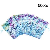 Lucky Monet 50pcs Coralline Organza Gift Bags Jewelry Pouch Drawstring Christmas Wedding Party Favor Gift Bags (5” x 7”, Purple)
